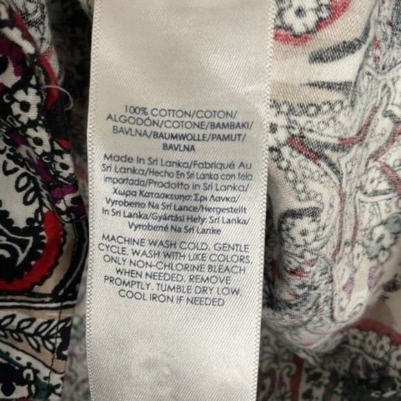 Chaps Black/White Multi Paisley Print No Iron Button Up Shirt Women Size 2X - Picture 3 of 10